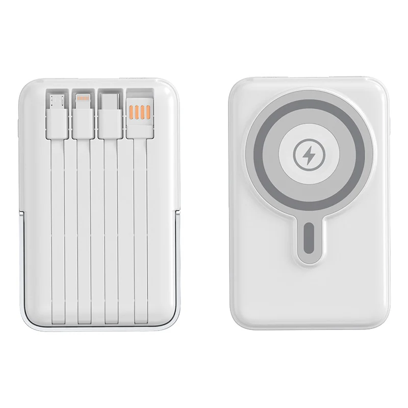 Tragbare Powerbank mit integrierten Ladekabeln und MagSafe-Funktion Skanto