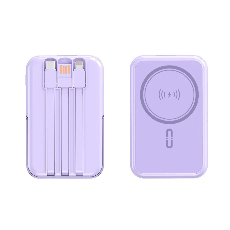 Tragbare Powerbank mit integriertem Ladekabel und kabelloser Ladefunktion Skanto