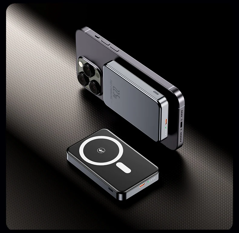 Tragbare Induktions-Powerbank mit schlankem Design und LED-Anzeige Skanto