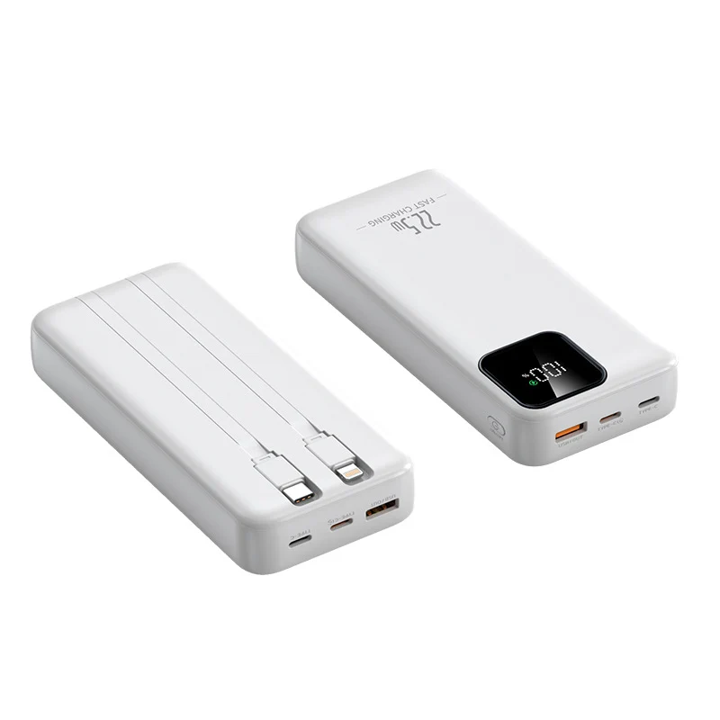 Powerbank mit integrierten Ladekabeln und digitaler Ladeanzeige Skanto