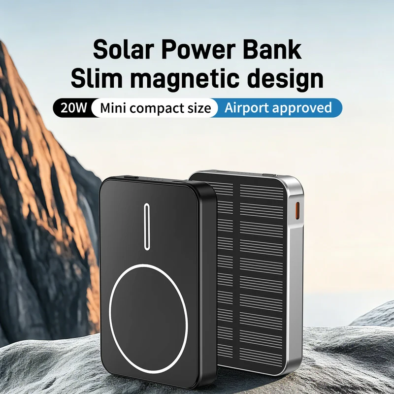 Solarbetriebene Powerbank mit Schnellladefunktion und LED-Licht Skanto
