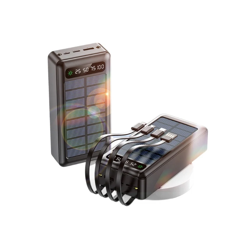 Solarbetriebene Powerbank mit intelligenter Leistungsanzeige und Multifunktions-Ladekabeln Skanto