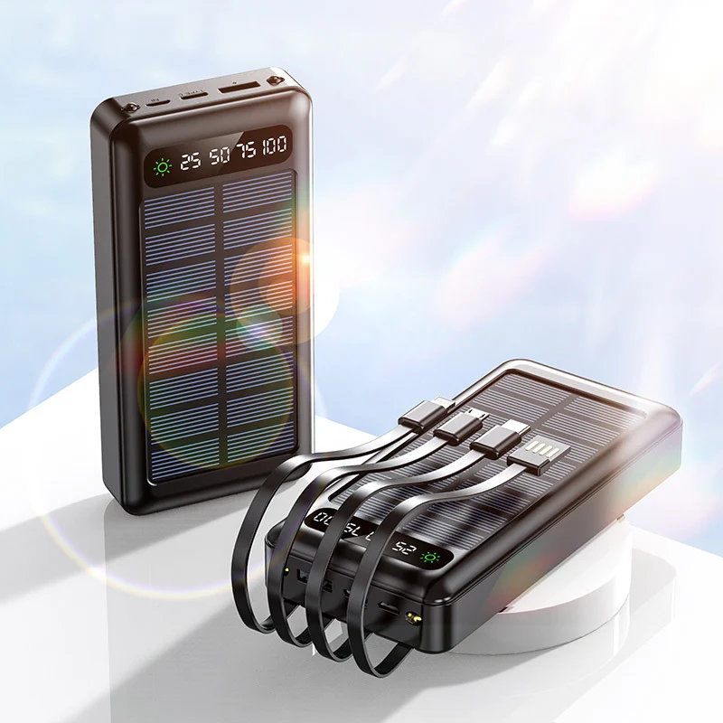 Solarbetriebene Powerbank mit intelligenter Leistungsanzeige und Multifunktions-Ladekabeln Skanto