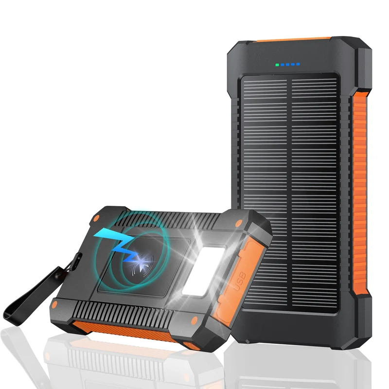 Solarbetriebene Powerbank mit integrierten LED-Leuchten und Kompass Skanto