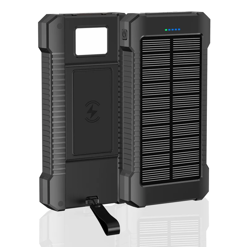 Solar-Powerbank mit Multifunktionsanschlüssen und LED-Licht Skanto