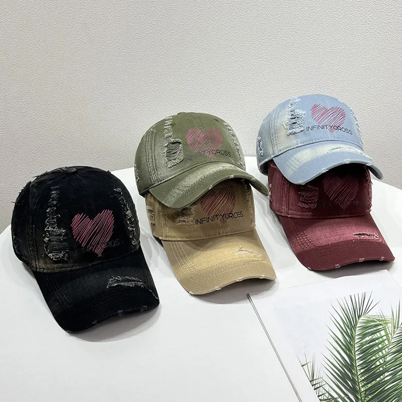Damen Baseballkappe im Used-Look mit Herzstickerei, Skanto