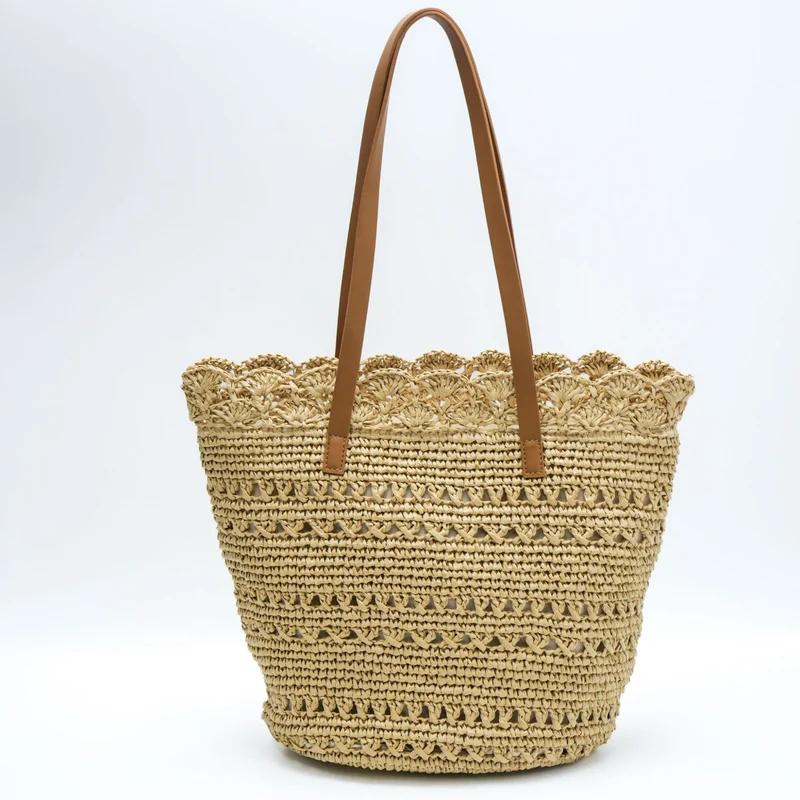 Handgewebte Tragetasche mit floralen Details Skanto
