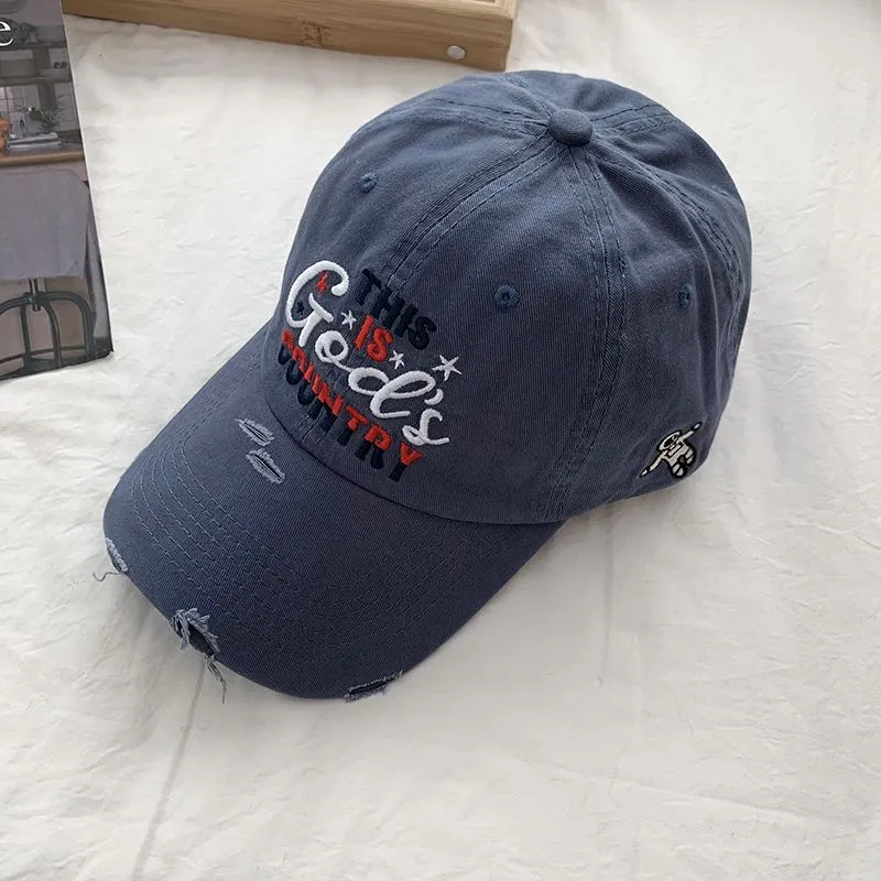 Herren Distressed Bestickte Baseballkappe Skanto