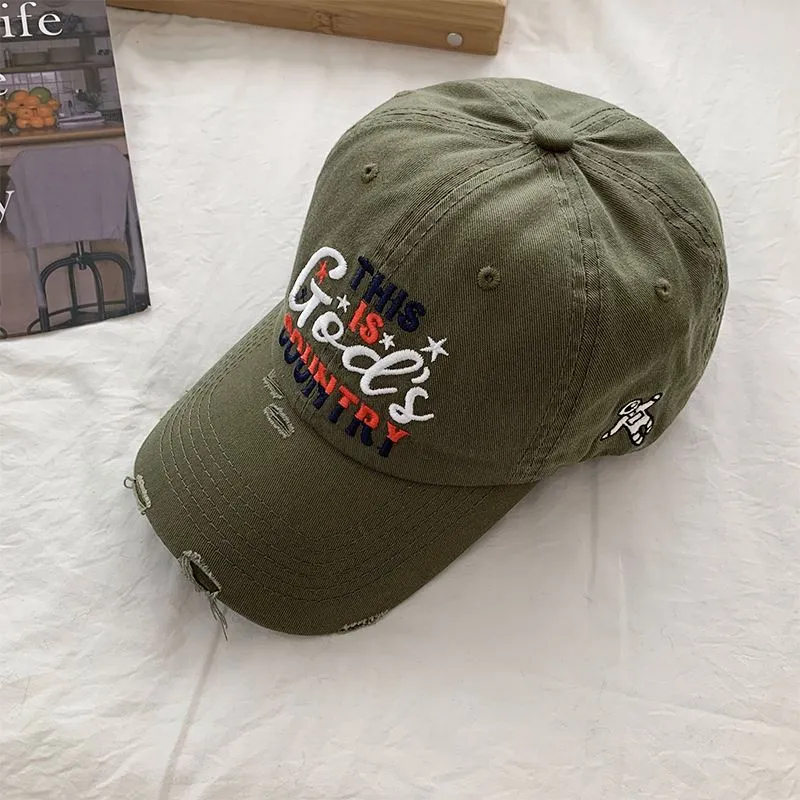 Herren Distressed Bestickte Baseballkappe Skanto