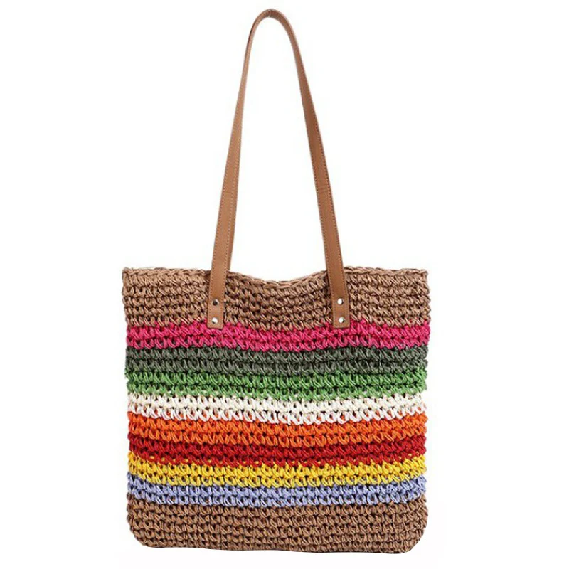 Handgefertigte Strandtasche mit buntem Streifenmuster Skanto