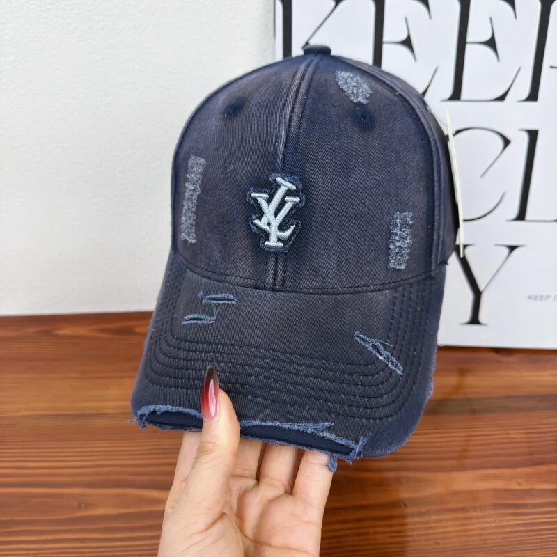 Herren Distressed Denim Verstellbare Baseballkappe Skanto