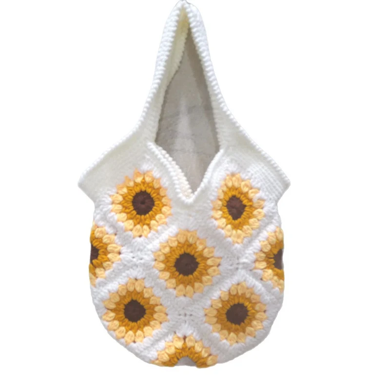 Handgemachte Makramee-Tasche mit Sonnenblumenmotiv Skanto