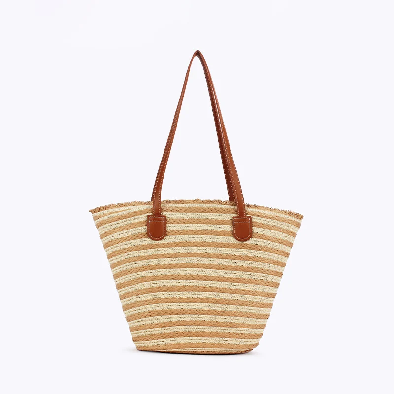 Geräumige Strandtasche mit Lederbesatz Skanto