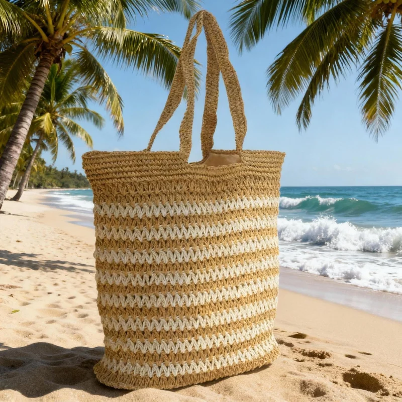 Geflochtene Strandtasche mit atmungsaktiver Struktur Skanto