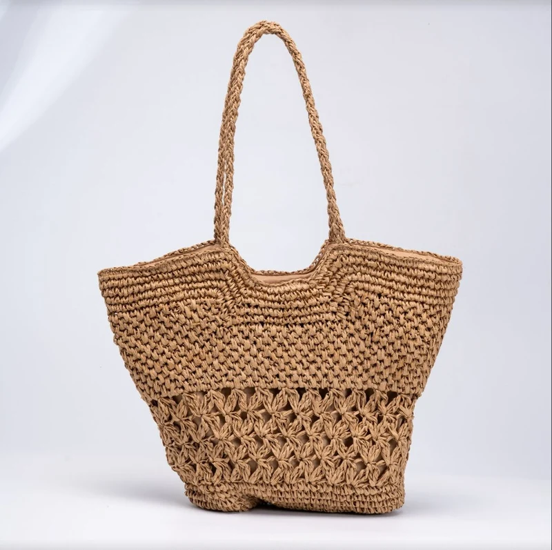 Geräumige handgewebte Strandtasche mit transparenten Details Skanto