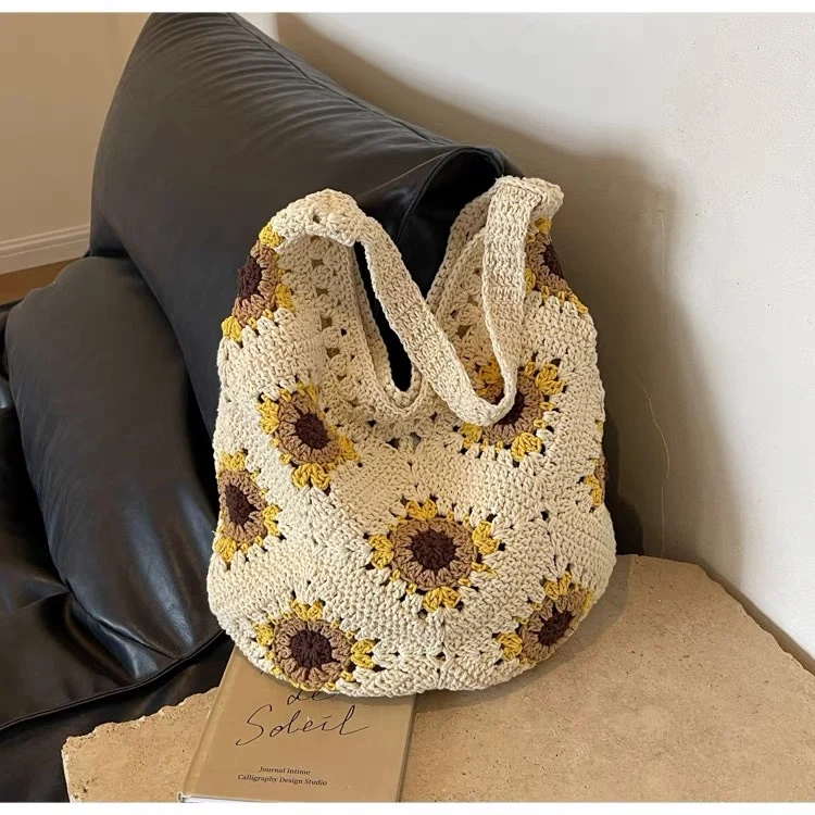 Makramee-Shopper mit buntem Blumendesign Skanto