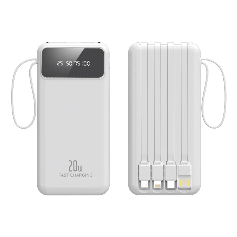 Tragbare Powerbank mit integriertem Kabelsystem und digitaler Ladeanzeige Skanto