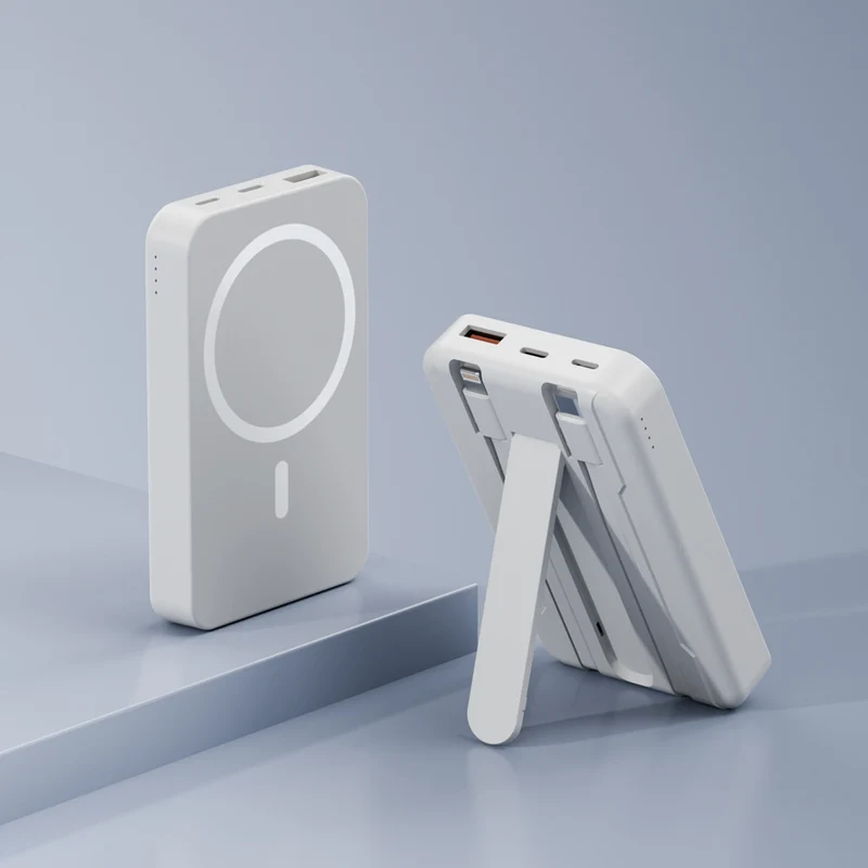 Powerbank mit integrierter Standfunktion und kabelloser Ladeoption Skanto