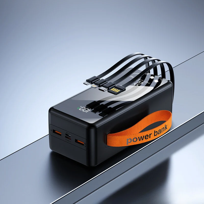 Multifunktionale Powerbank mit integrierten Ladekabeln und Digitaldisplay Skanto