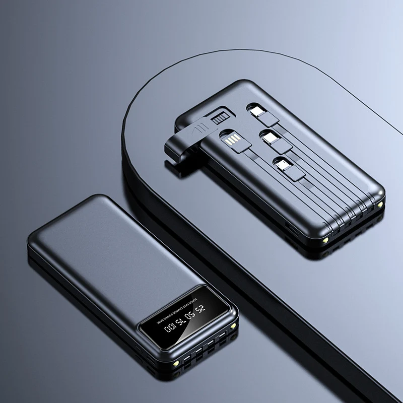 Multifunktions-Powerbank mit integriertem Ladekabel und Digitalanzeige Skanto