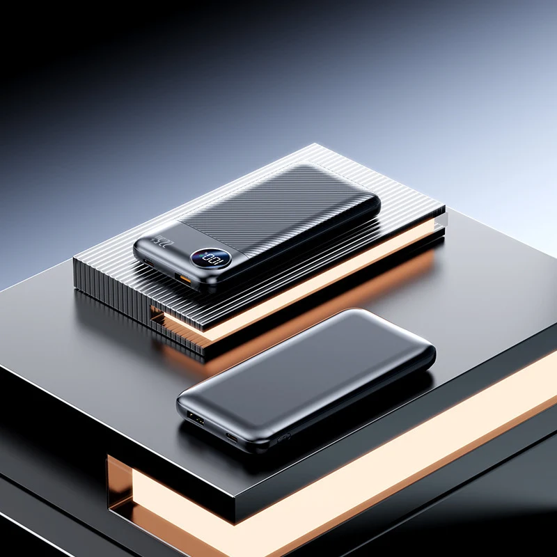 Tragbare Powerbank mit integrierten Ladekabeln und Digitalanzeige Skanto