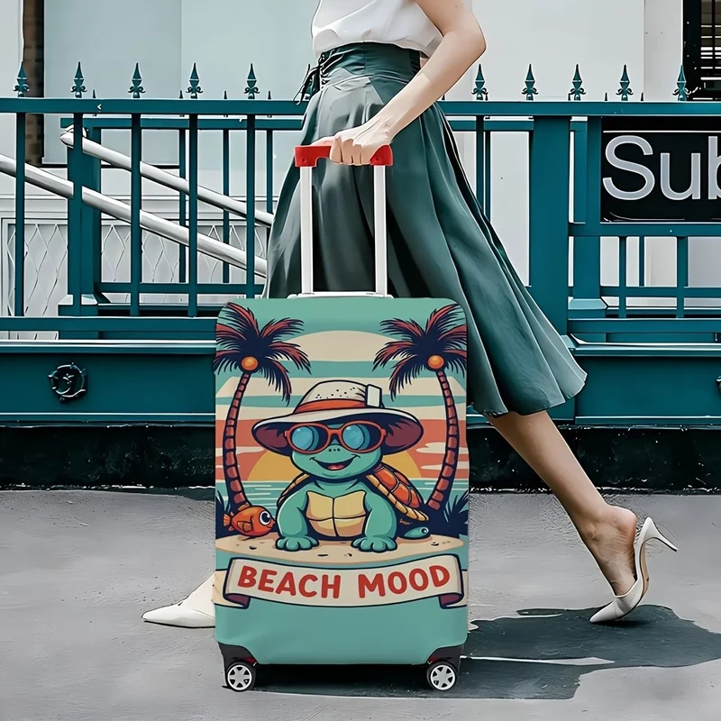 Unisex nicht-elastische Kofferhülle mit Strand-Schildkröten-Motiv, elastischer Reißverschlussschutz für Trolley Skanto
