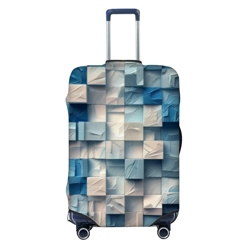 Unisex nicht-elastische Kofferhülle mit geometrischem Muster, Stretch-Polyester-Spandex-Hülle, Reißverschlussöffnung und rutschfester Innenbefestigung für Trolley Skanto