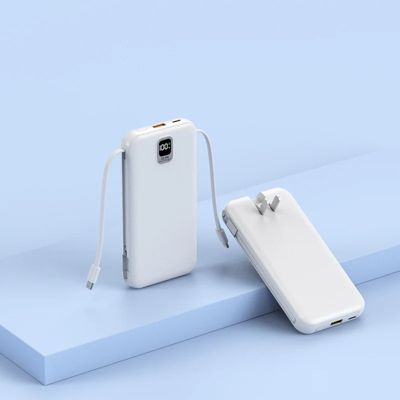 Tragbare Powerbank mit integriertem Ladekabel und LED-Anzeige Skanto