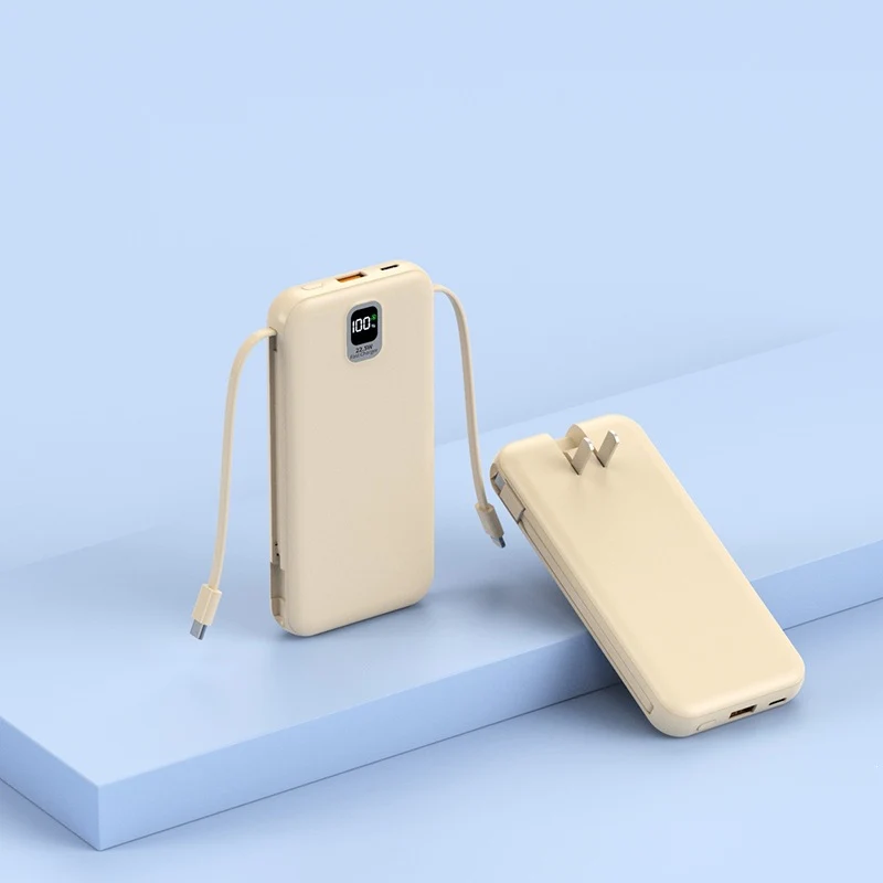 Tragbare Powerbank mit integriertem Ladekabel und LED-Anzeige Skanto