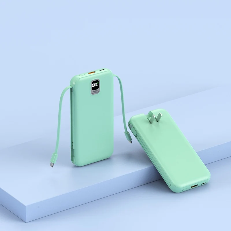 Tragbare Powerbank mit integriertem Ladekabel und LED-Anzeige Skanto