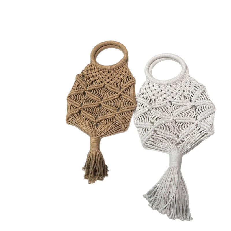 Handgeknüpfte Makramee-Tasche mit Quasten Skanto
