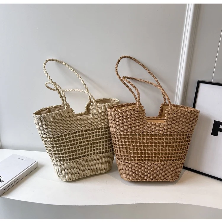 Gestreifte Strohtasche Skanto