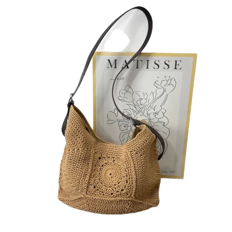 Handgeknüpfte Handtasche mit Lederdetails Skanto