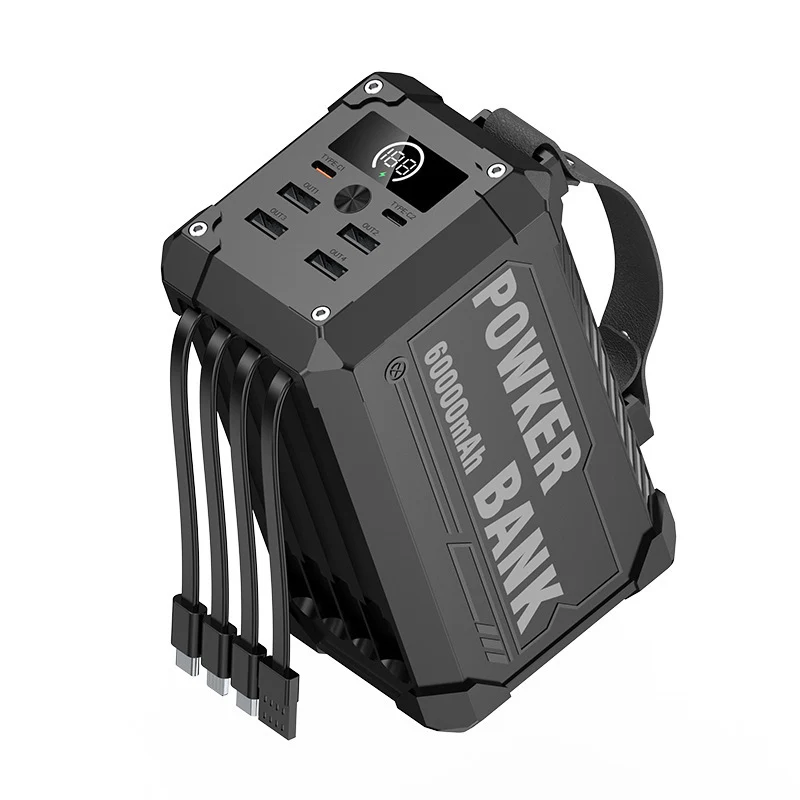 Tragbare Multifunktions-Powerbank mit vier USB-Anschlüssen und digitalem Display Skanto