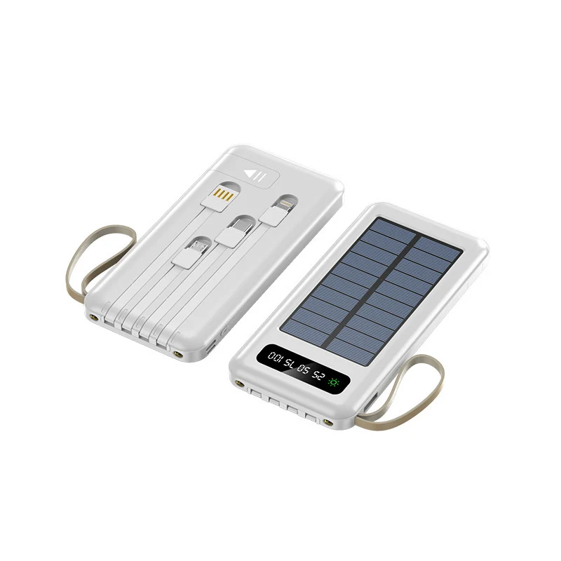 Tragbare Solar-Powerbank mit integriertem Multifunktions-Ladekabel und Digitalanzeige Skanto