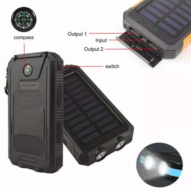 Solar-Powerbank mit stoßfestem Design und integriertem Karabinerhaken Skanto