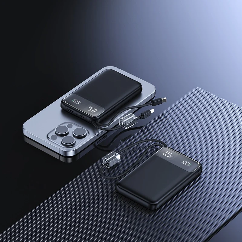 Schlanke Powerbank mit digitaler Ladeanzeige und Schnellladefunktion Skanto