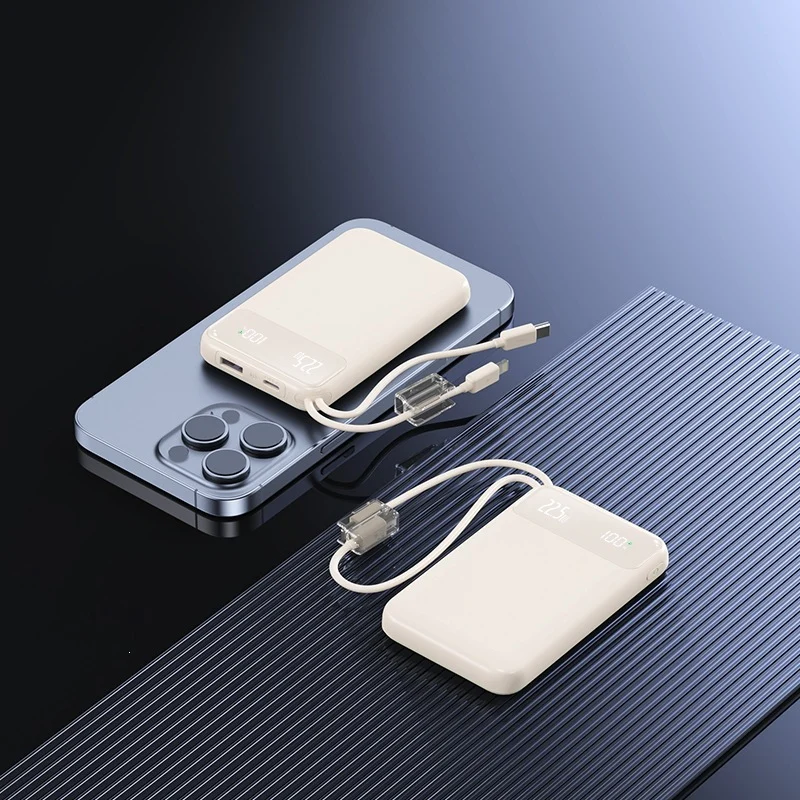Schlanke Powerbank mit digitaler Ladeanzeige und Schnellladefunktion Skanto