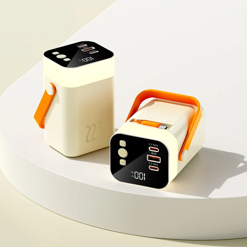 Praktische Powerbank mit Tragegriff und mehreren Anschlüssen Skanto