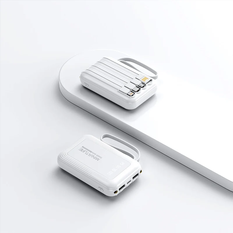 Praktische Powerbank mit kabellosem Schnellladen und integriertem Kabelsystem Skanto