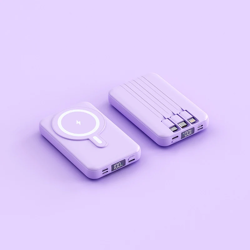 Tragbare Powerbank mit kabelloser Ladefunktion und digitalem Display Skanto