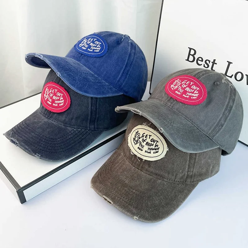 Lässige Distressed-Baumwoll-Baseballkappe für Damen Skanto