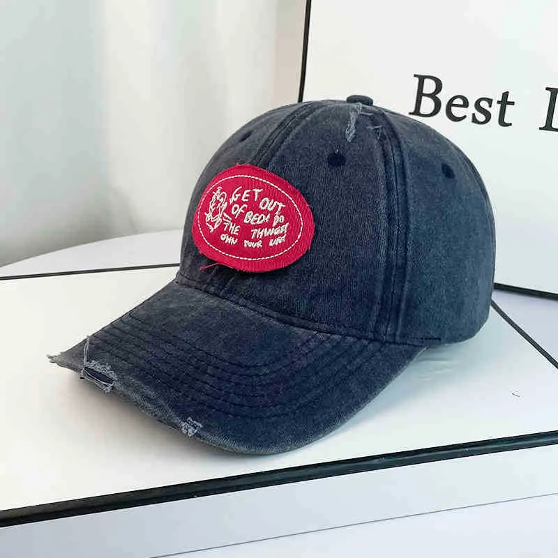 Lässige Distressed-Baumwoll-Baseballkappe für Damen Skanto