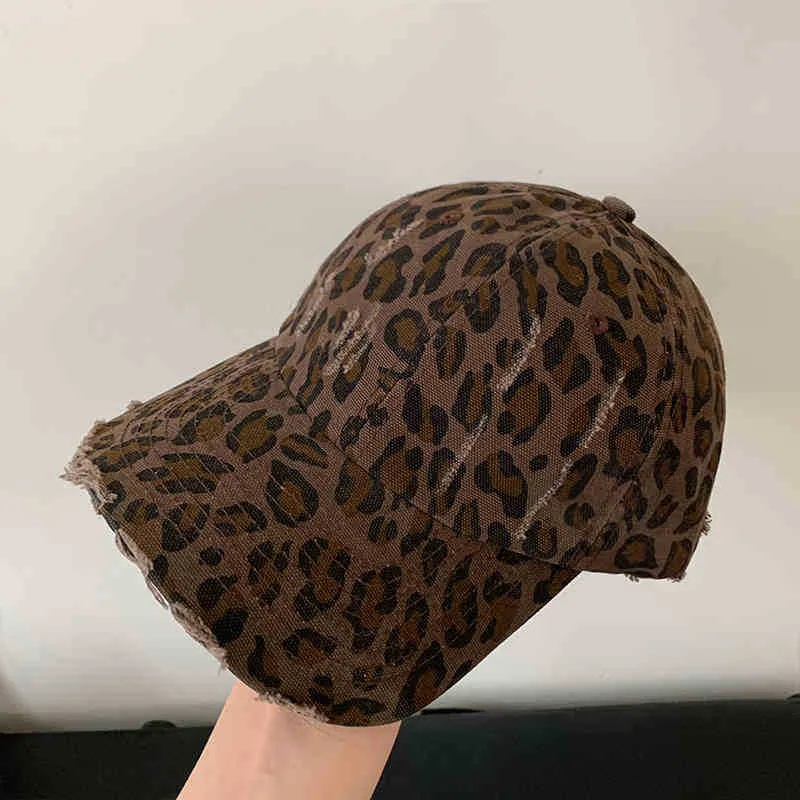 Damen Baseballkappe im Used-Look mit Leopardenmuster Skanto