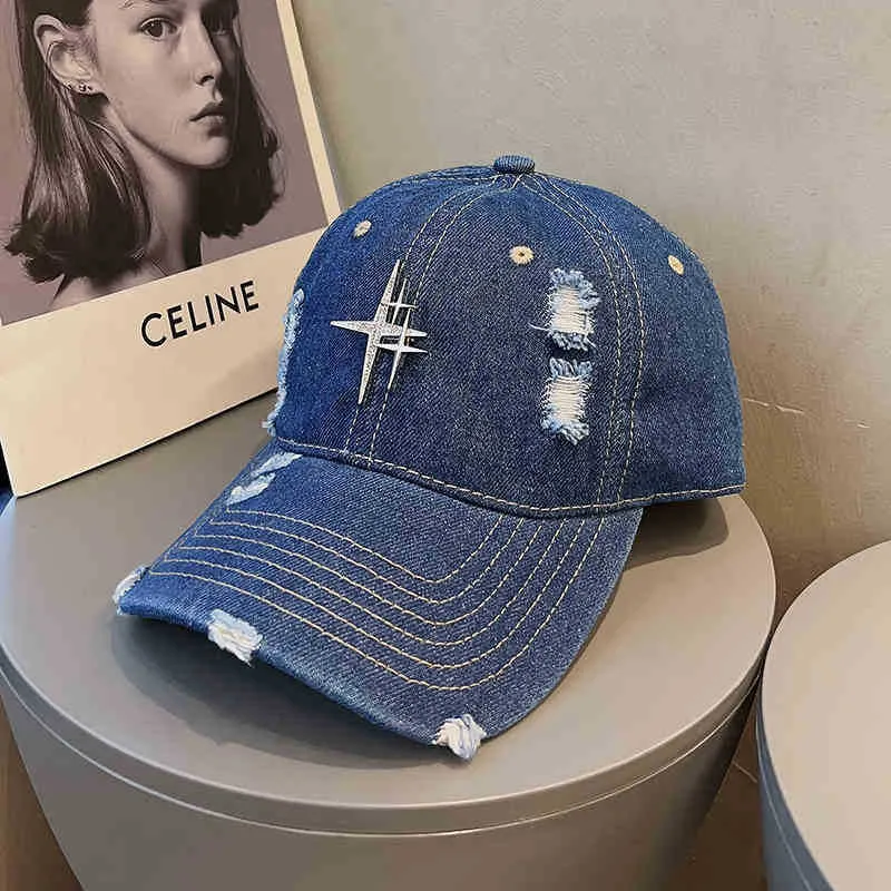 Unisex Distressed Denim Baseballkappe Skanto 1784188338