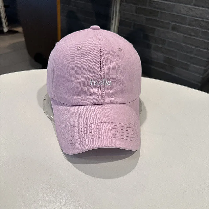 Unisex Lässige Baumwoll-Baseball-Cap mit Besticktem „Hello“ Skanto
