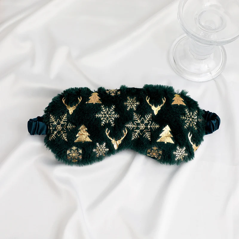 Unisex weiche Kunstfell-Augenmaske mit Weihnachtsmotiv-Prägung Skanto