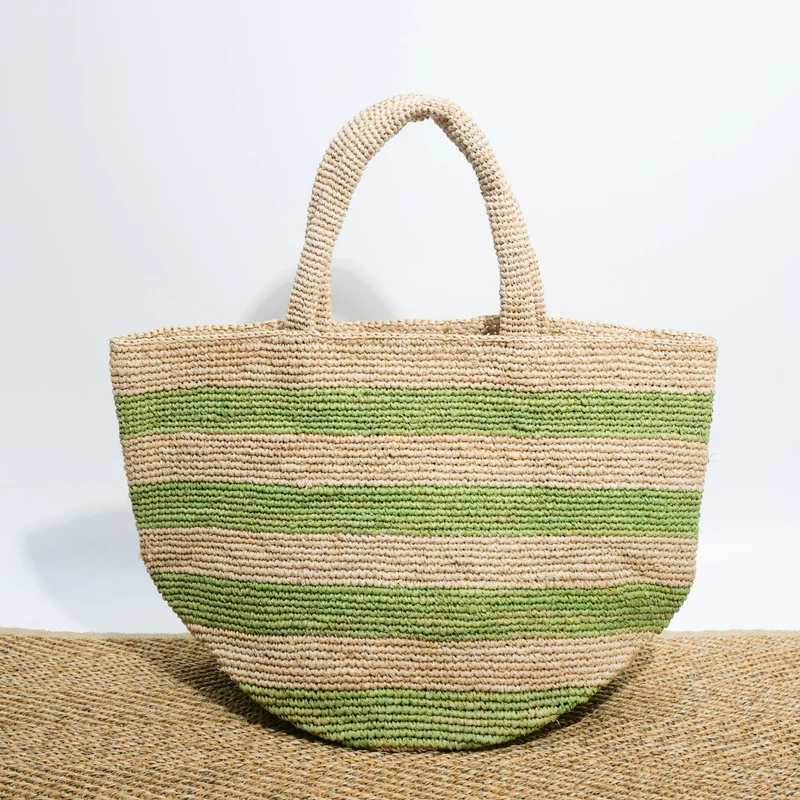 Handgewebte Strandtasche mit modernem Streifenmuster Skanto