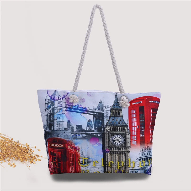 Strandtasche im urbanen Postkarten-Design Skanto