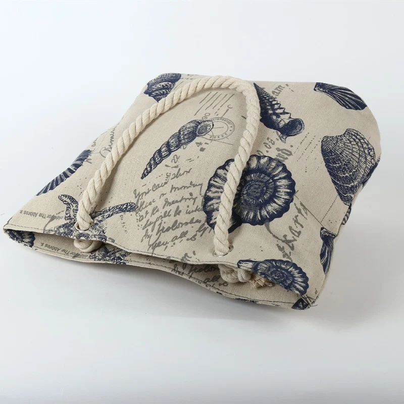 Strandtasche im maritimen Design mit robusten Seilgriffen Skanto